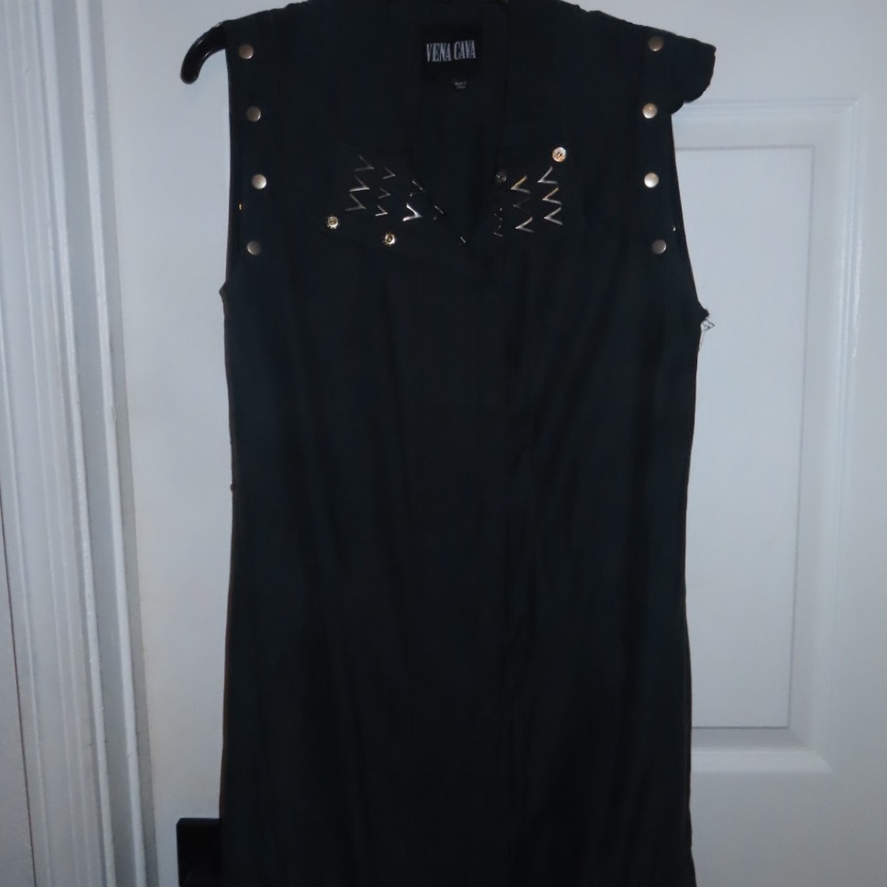 Vena Cava Dark Green Dress with Silver Studs